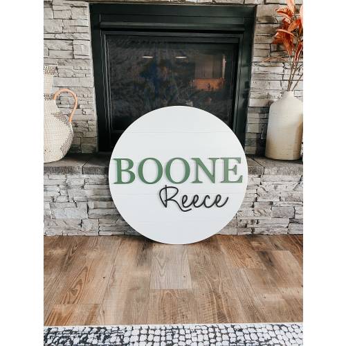 Shiplap Round Nursery Name Sign, Baby Shower Gift, Personalized Gift Idea, Shiplap Wall Decor, Name Sign for Kids Room, Nursery Wall Art