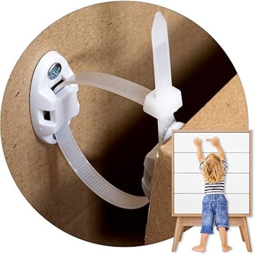 Inaya 12 Pack Furniture Anchors for Baby Proofing, Bookshelf Anchors to Wall, Dresser Wall Safety Anchor,Heavy-Duty Anti-Tip Furniture Straps for Cabinets, Closets, Bookshelf and TVs