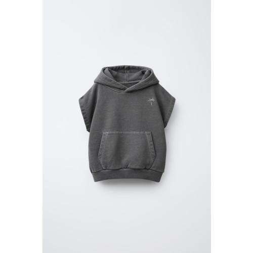 EMBROIDERED PALM HOODED VEST - Anthracite grey | ZARA United States