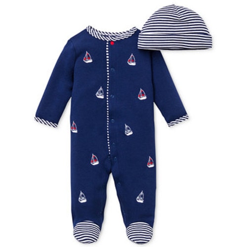 Baby Boys Sailboat Coverall and Hat, 2 Piece Set
