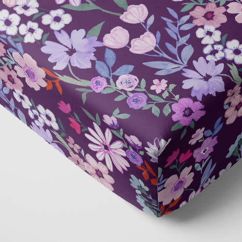 Violet Meadow Fitted Crib Sheet | Little Sleepies
