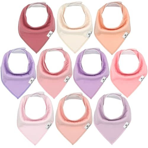 DiaperSquad's 10-Pack Baby Bibs for Drooling and Teething, Bibs for Boys, Baby Girl - Solid Cotton Baby Drool Bibs