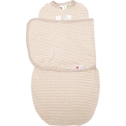 embé 2-Way Starter Baby Swaddle, 6-14 lbs, Newborn Swaddle Sack 0-3 Months, Zip & Velcro Swaddle 0-3 Months Baby Swaddles Wrap, Hip Healthy, Infant Swaddle - Organic Oatmeal Stripe