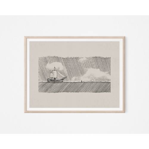 Walk on Water (Peter and Jesus), DIGITAL PRINT!!, Jesus Art, Bible Art, WALL Art, Bible Sketches