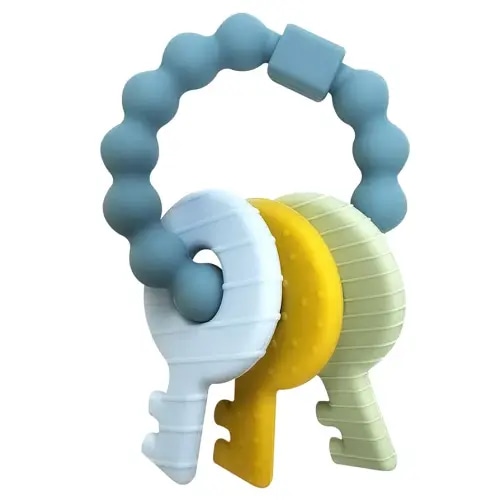 YAPROMO Silicone Teether Toys for Babies Cute Teething Ring Unisex Teething Toy for Baby Boy and Girls (Wine Red)