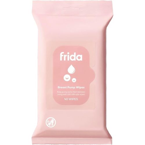 Frida Mom Breast Pump Wipes, Multi-Surface Cleaner, Removes Breastmilk Residue, Made with Food-Grade Ingredients, Baby and Milk Safe, Travel Essential for Breastfeeding Moms, 40 Count