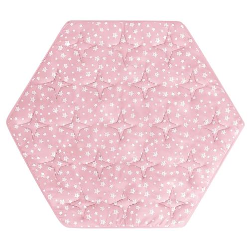 Hexagon Playpen Mat Fits POP 'N GO Baby Playpen, 59 Inch Hexagon Playpen Mattress Pad, Non Slip and Cushion Play Mat Pink with Star Print
