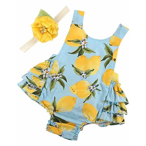 PrinceSasa Baby Girl's Floral Print Ruffles Romper Summer Clothes