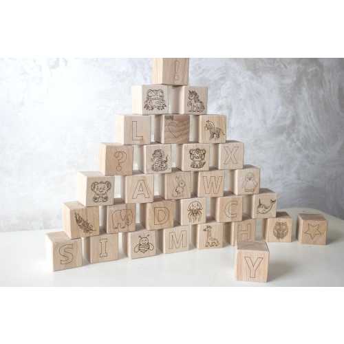 ABC Blocks Baby Shower for Paint Wooden Baby Block Set 30 Alphabet and Animal Blocks Baby Shower Gift