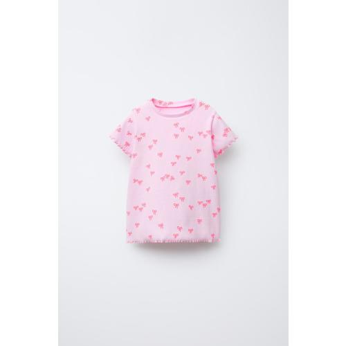 PRINTED RIBBED T-SHIRT - Pink | ZARA United States