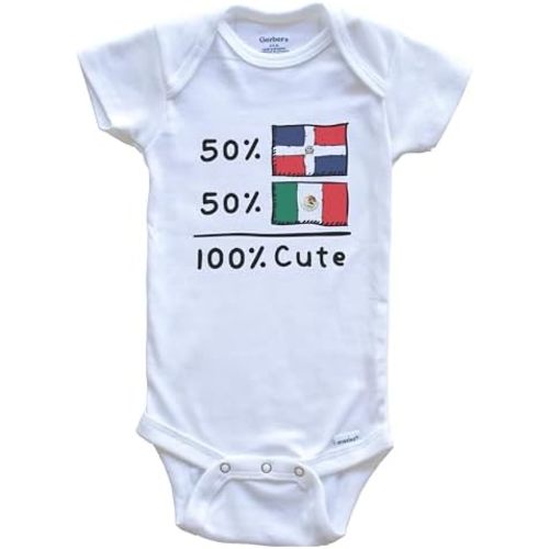 50% Dominican Plus 50% Mexican Equals 100% Cute Dominican Republic Mexico Flags Baby Bodysuit