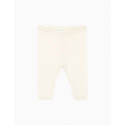 Venti Pointelle Leggings in Antique White