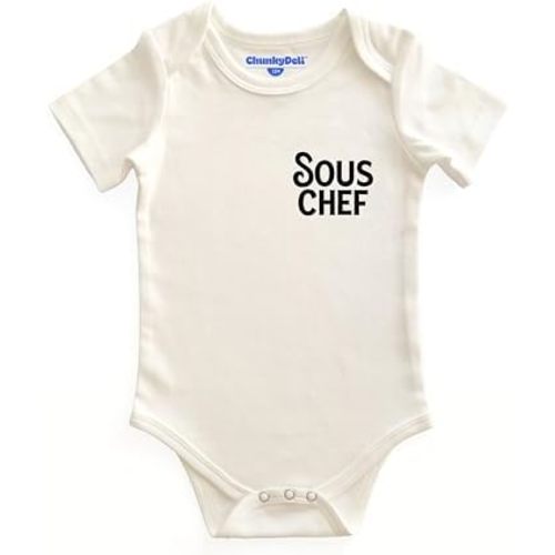Chunky Deli Sous Chef Baby Bodysuit Gender Neutral Foodie Outfit Soft 100% Cotton Short Sleeve One-Piece