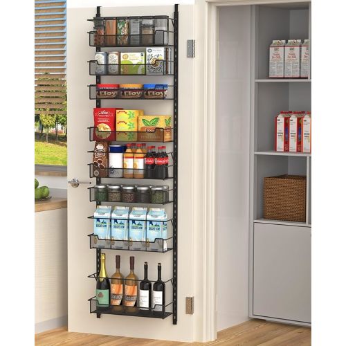 VyGrow 8-Tier Over the Door Pantry Organizer with Adjustable Basket, Pantry Door Organization for Pantry Kitchen Storage Room Spice Rack