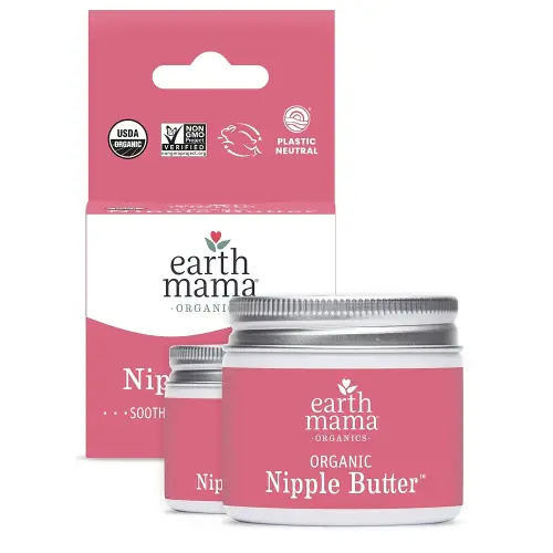 Earth Mama Organic Nipple Butter™ | Nipple Cream Safe for Breastfeeding | Postpartum Essentials for Nursing | Non Lanolin Nipple Cream, 2 fl oz (2-Pk)