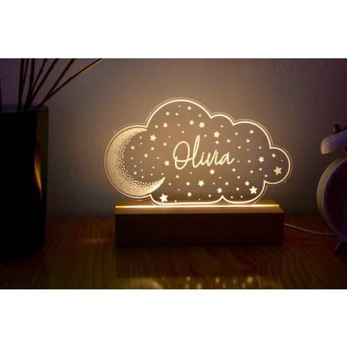 Custom Night Light Moon and Star with Name, Nursery Decor, Anniversary Gift, Kids Room Decor, Newborn Gifts, Baby Gift with Name