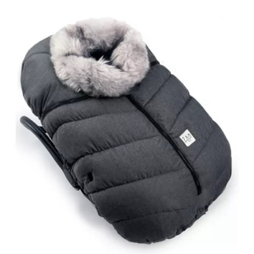 Car Seat Cocoon- Dark Heather Grey Faux Fur