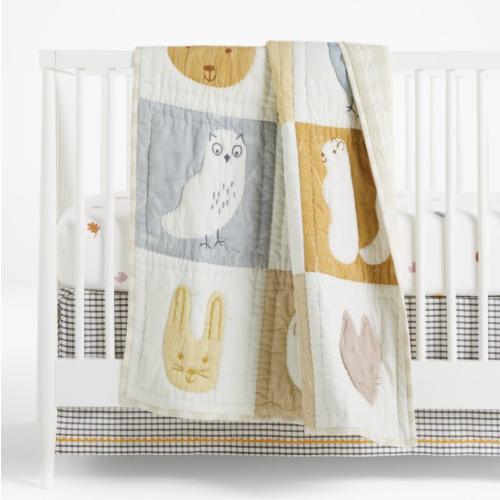 Crate&Kids Forest Animals Organic Cotton Baby Crib Quilt