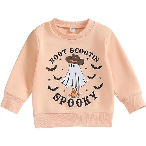 Toddler Baby Halloween Outfit Boy Girl Pumpkin Sweatshirt Crewneck Pullover Sweater Long Sleeve Shirt Fall Clothes