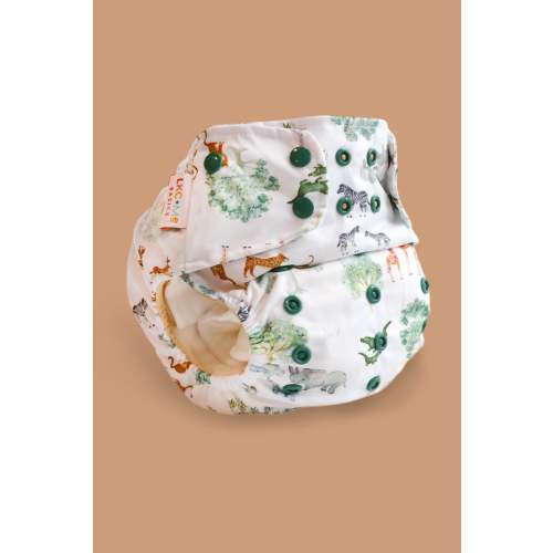 LKC+Me One-Size Pocket Cloth Diaper with Athletic Wicking Jersey - AWJ - Safari