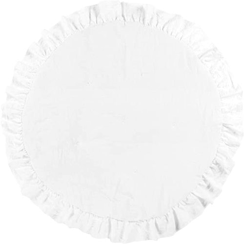 Lush Decor Baby Round Ruffle Play Mat 36" Diameter White - Tummy Time Mat - White Playmat - Baby Play Mats for Floor - Nursery Decor