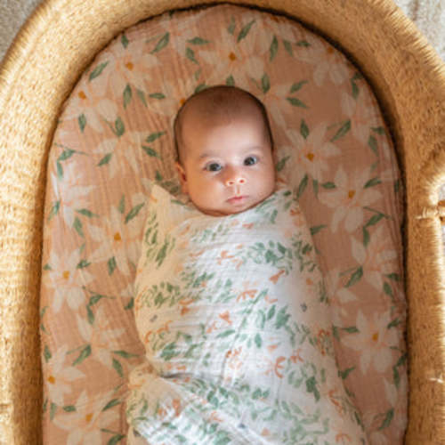 Flowers Bloom Baby Cotton Easy Swaddle Wrap 0-3M | aden + anais