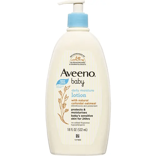 Aveeno Baby Daily Moisture Moisturizing Lotion for Delicate Skin with Natural Colloidal Oatmeal & Dimethicone, Hypoallergenic, Fragrance-, Phthalate- & Paraben-Free, 18 fl. oz (Package may vary)