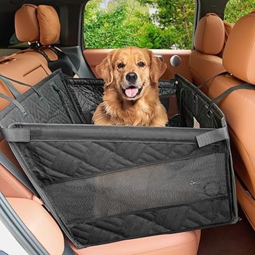 Kohree Dog Car Seat Cover for Medium Dogs, Hard Bottom Dog Car Seat Cover for Back Seat with Upgraded PVC Pipe, Waterproof 900D Car Hammock for Dogs Pet Back Seat Extender for Cars SUV Truck-M