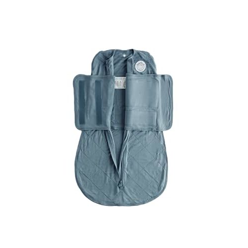 DREAMLAND BABY Bamboo Viscose Swaddle Sleep Sack (0-6 Months). Ultra Soft Swaddle Blanket w/Built in Band. 97% Viscose, 3% Spandex (Ocean)