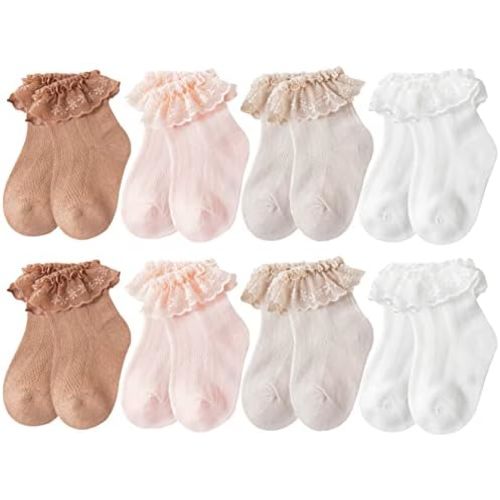 QandSweet Baby Girls' Eyelet Flower Socks Ankle Sock for Newborn Infant Toddlers Kids
