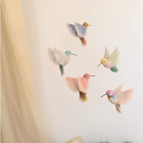 Crib mobile pastel, Birds crib mobile, Pastel baby mobile, Hummingbirds mobile, Custom baby mobile, Nursery baby mobile, Crib mobile girl