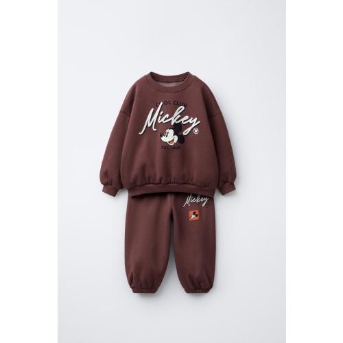 MICKEY MOUSE © DISNEY JOGGING SWEATSHIRT AND JOGGER PANTS SET - Burgundy | ZARA United States
