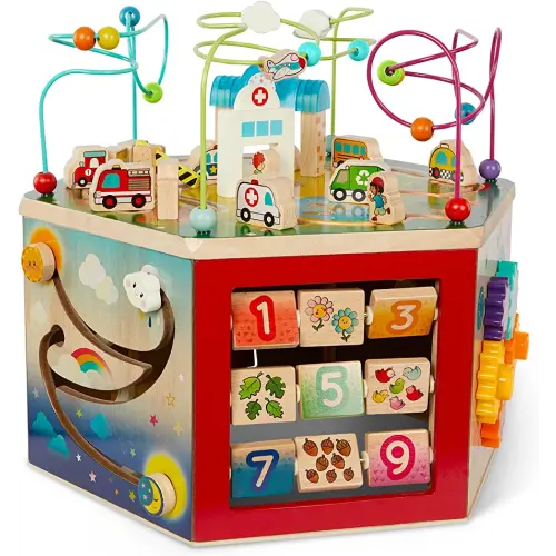 Battat – Wooden Activity Cube – City-Themed Activity Center – Educational Toys- Wooden Toys For Toddlers And Kids- 1 year +