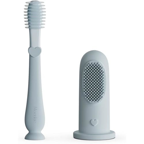 Moonkie Baby Finger Toothbrush Tongue Oral Cleaner Kit for 3 Months +, 2 Pcs (Cloud)