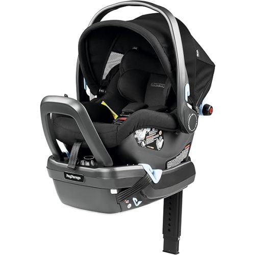 Peg Perego Primo Viaggio Nido - Rear Facing Infant Car Seat - Includes Base with Load Leg & Anti-Rebound Bar - for Babies 4 to 30 lbs - Made in Italy - True Black