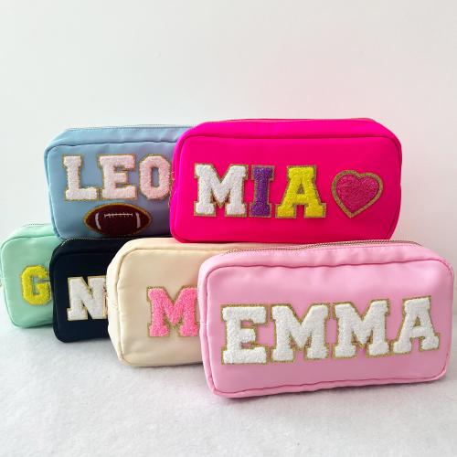 Custom X-Large Nylon Pouch, Personalized Chenille Patch Makeup Bag, Travel Toiletry Bags, Cosmetic bag, Gift Pouch, Bridesmaid Gift