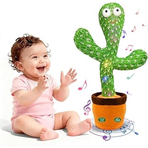 Interactive Baby Toys Dancing Talking Cactus Toy,Funny Gift for Infant 6-18 Months, Singing Musical Record Repeat What You Say Light Up Toy for Toddler 1 2 3 Year Old Boy Girl (Volume Adjustment)