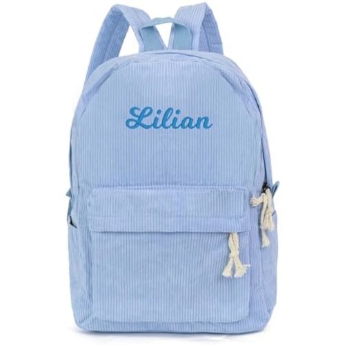 MT WORLD Corduroy Backpack Personalized Kids Backpack Vintage Bag Daycare Backpack Lightweight Casual Daypack Backpacks for School Laptop Backpacks College Shoulder Bag (Blue)