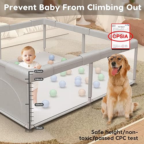 Baby Playpen Play Pens for Babies and Toddlers Baby Fence Baby Play Yards for Indoor & Outdoor with Breathable Mesh Anti-Fall Playpen Grey