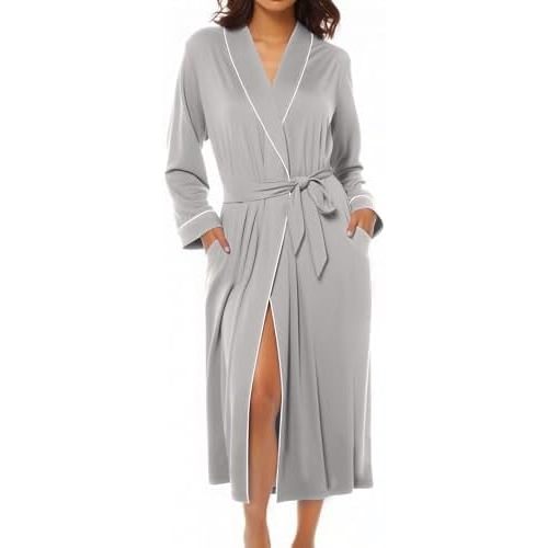 Ekouaer Kimono Robes for Women Long Lightweight Knit Bathrobe Shawl Soft Sleepwear Casual Ladies Loungewear S-XXL