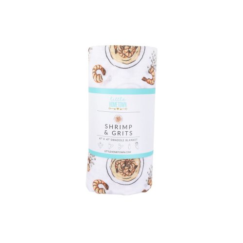 Shrimp and Grits Baby Muslin Swaddle Receiving Blanket