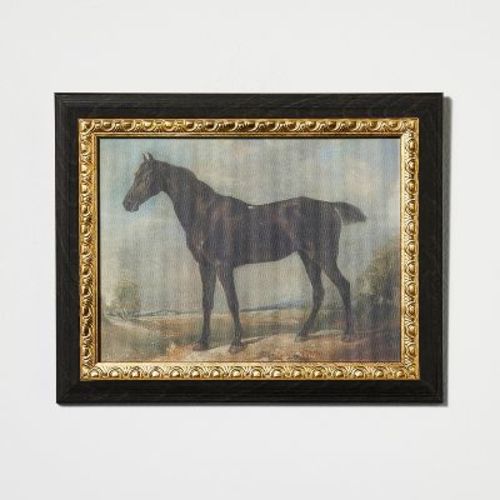8" X 10" Stallion On Canvas Board With Ant Frame Gold/light Brown - Threshold™ Designed With Studio Mcgee