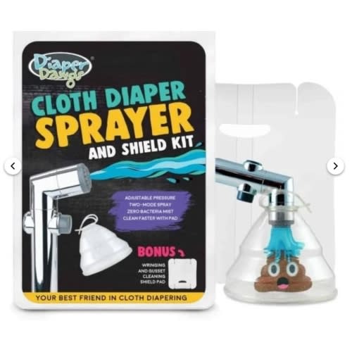 Cloth Diaper Sprayer Bidet KIT with Splatter Shield & Gusset Stretcher/Wringing Pad