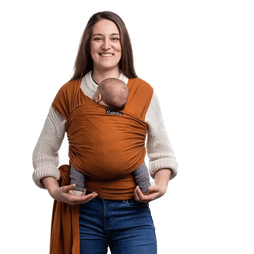 Cuddlebug Hands-Free Baby Carrier Wrap - Soft & Stretchy Baby Carrier Newborn to Toddler 7-35 lbs - One-Size-Fits-All Baby Holder Wrap - Hip-Healthy Wrap (Brown)