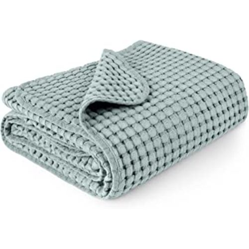 Konssy Waffle Baby Blankets, Nursery Blankets for Boys Girls, Swaddle Blankets Neutral Soft Lightweight Toddler and Kids Throw Blankets(Light Green)