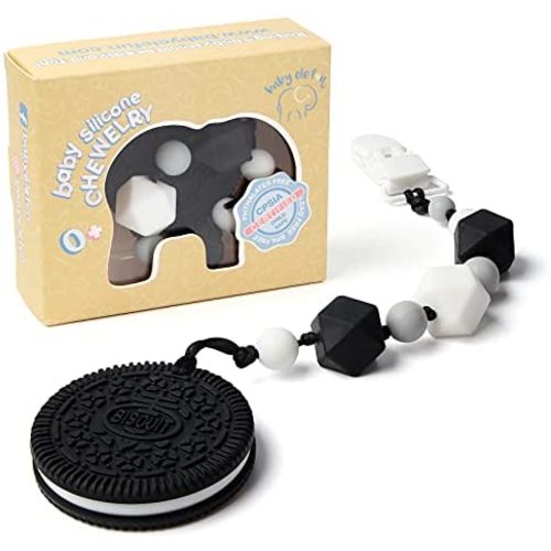 Teething Toys for Babies 6-12 Months - BPA Free Silicone - Cute and Highly Effective Cookie Teether with Pacifier Clip - Teethers Toy Best for 0-6 Months Stylish Boy or Girl - Baby Shower Gifts
