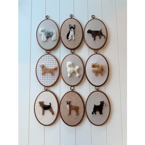 Custom Needle Felt Dog Portraits – Handmade Wool Pet Art in Embroidery Hoop | Personalized Dog Breed Wall Decor, Gift for Dog Lovers