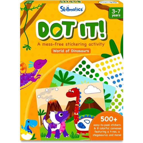 Skillmatics Dot It Sticker Art - Dinosaurs, Mess-Free Fun for Kids, 500+ Stickers, Craft Kits, DIY Scrapbooking Activity, Travel Toys, Gifts for Boys & Girls Ages 3, 4, 5, 6, 7