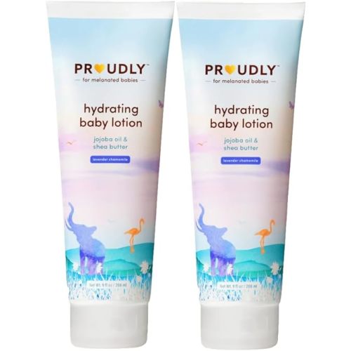 PROUDLY Hydrating Baby Lotion by Gabrielle Union & Dwyane Wade, Lightweight Moisturizer, Black & Brown Babies, Lavender Chamomile, 2-Pack (9 oz each)