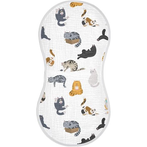 vvfelixl Muslin Burp Cloths Cartoon Cat Baby Washcloths for Baby Girl Boys 2 Pack